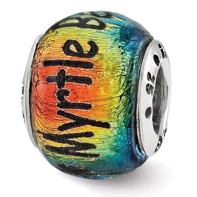 Myrtle Beach Orange Dichroic Glass Bead - Sterling Silver QRS3112, MPN: QRS3112, 886774967851