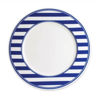 Caskata Beach Towel Stripe Rimmed Dinner Plate Blue DINA-390, MPN: DINA-390, 817325018197