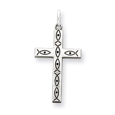 Cross Pendant Laser Designed Sterling Silver QXR112, MPN: QXR112, 883957492360