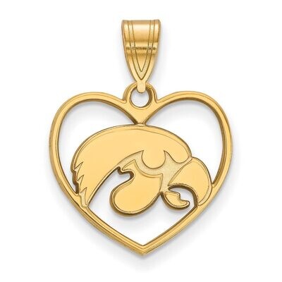 University of Iowa Pendant in Heart Gold-plated Silver GP017UIA, MPN: GP017UIA, 886774921754