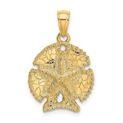 Sand Dollar with Star Charm 14k Gold 2-D K7638, MPN: K7638, 637218011872