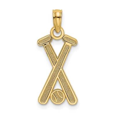 Double Baseball Bats with Ball Charm 14k Gold K8773, MPN: K8773, 191101963421