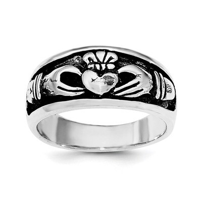 Antiqued Claddagh Ring Sterling Silver QR6084, MPN: QR6084,