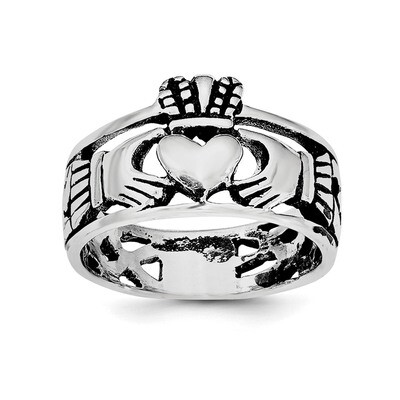 Antiqued Claddagh Ring Sterling Silver QR6085, MPN: QR6085,