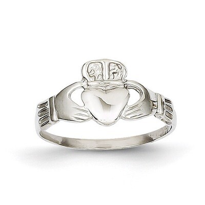 Polished Claddagh Ring 14k White Gold K574, MPN: K574, 883957901923