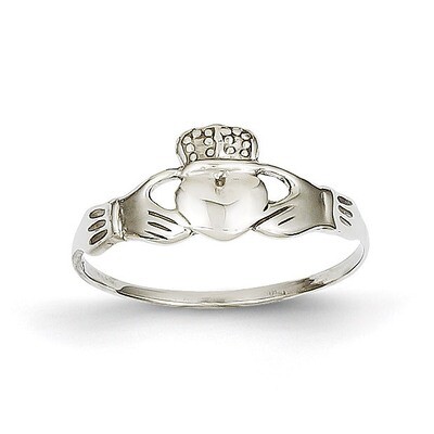 Polished Claddagh Ring 14k White Gold K573, MPN: K573, 883957901916