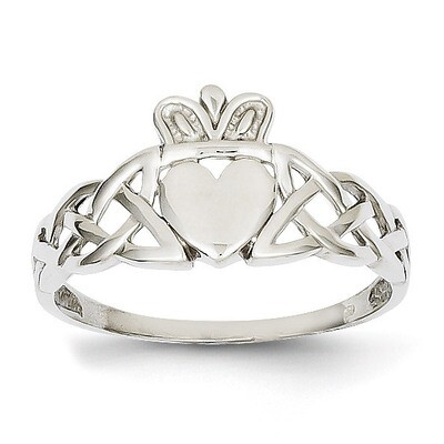 Mens Claddagh Ring 14k White Gold D1867, MPN: D1867, 883957899022