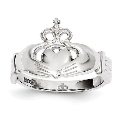 Polished Claddagh Ring 14k White Gold K4773, MPN: K4773, 637218163342