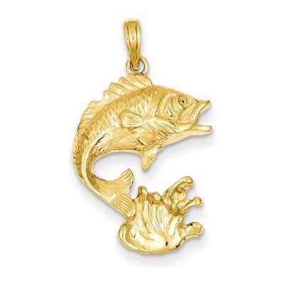 Open-Backed Bass Fish Pendant 14k Gold Polished C2572, MPN: C2572, 637218011216