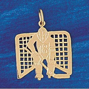 Dazzlers Jewelry Hockey Player Pendant Necklace Charm Bracelet in Yellow, White or Rose Gold 3582, …