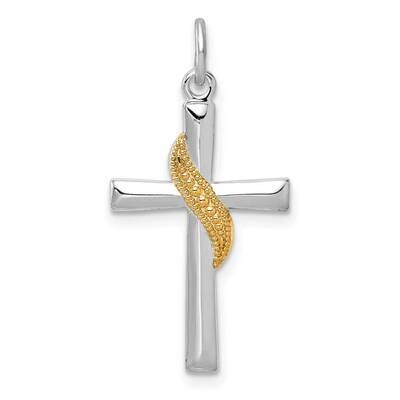 Gold Tone Cross Pendant Sterling Silver Rhodium-plated QC9697, MPN: QC9697, 883957729626