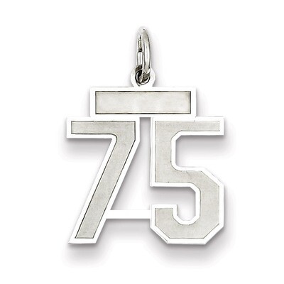 Charm Number 75 Satin Sterling Silver Small QPS75, MPN: QPS75, 191101283031