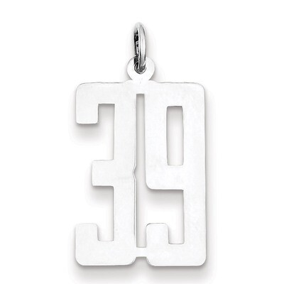 Charm Number 39 Elongated Pol Sterling Silver Small QES39, MPN: QES39, 191101190216