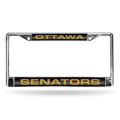 NHL Ottawa Senators Laser Chrome Car License Plate Frame-Black with Gold GC7121, MPN: GC7121, 76734…