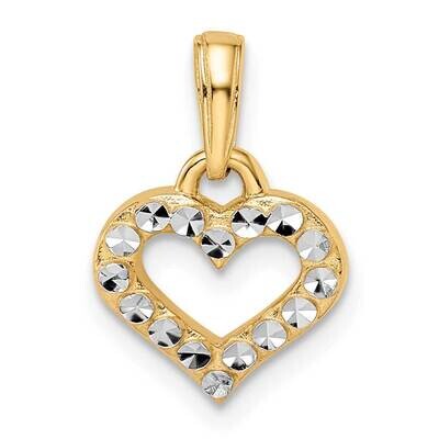 Heart Pendant 14k Gold and White Rhodium Diamond-Cut M2938, MPN: M2938,