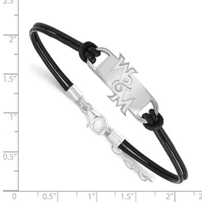 College of William &amp; Mary Black Leather Bracelet Sterling Silver Rhodium-plated SS021WMA-7, MPN: SS…