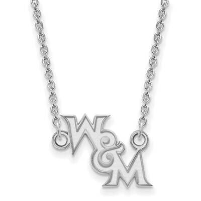 College of William &amp; Mary Small Pendant with Necklace Sterling Silver Rhodium-plated SS018WMA-18, M…