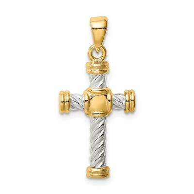 Gold Tone Twisted Cross Pendant Sterling Silver QC9690, MPN: QC9690, 883957953014