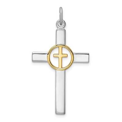 Gold Tone Cross Pendant Sterling Silver Rhodium-plated QC9699, MPN: QC9699, 883957990132