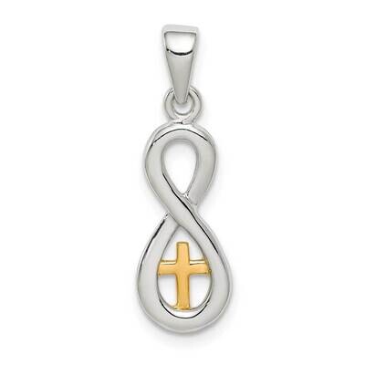 Gold tone Cross Infinity Pendant Sterling Silver QP5296, MPN: QP5296, 886774022833