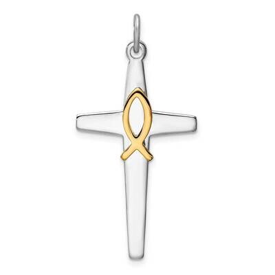 Gold Tone Cross Pendant Sterling Silver Rhodium-plated QC9702, MPN: QC9702, 883957964973
