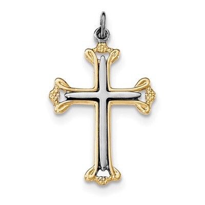 Gold-tone Cross Pendant Sterling Silver Rhodium-plated QC8159, MPN: QC8159, 191101366772