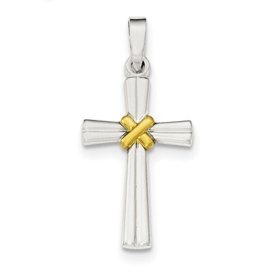 Gold-tone Polished Latin Cross Pendant Sterling Silver QC8256, MPN: QC8256, 191101366017