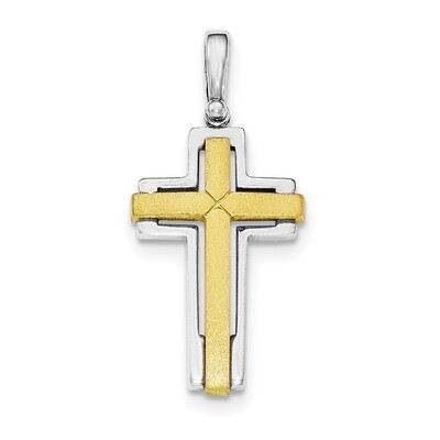 Gold-tone Brshd Polished Cross Pendant Sterling Silver Rhodium-plated QC8258, MPN: QC8258, 19110135…