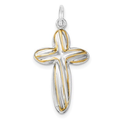 Gold-tone Twist Cross Reversible Pendant Sterling Silver Rhodium-plated QC8125, MPN: QC8125, 191101…