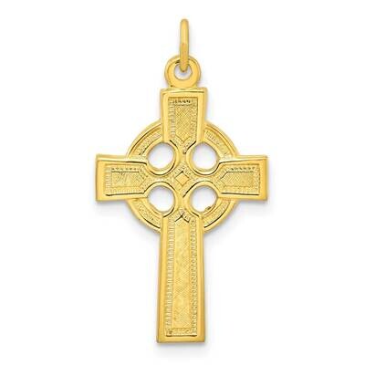 Polished Solid Cross Pendant Sterling Silver Gold-Tone QC11136, MPN: QC11136,