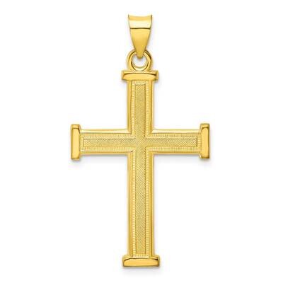 Polished Solid Cross Pendant Sterling Silver Gold-Tone QC11134, MPN: QC11134,