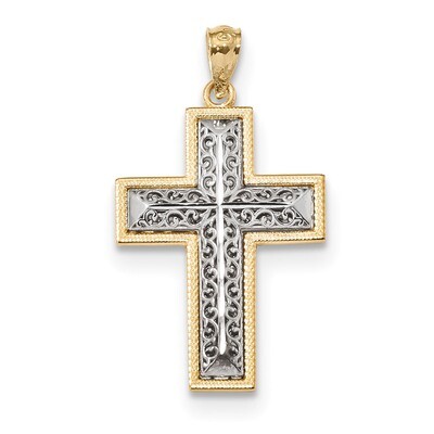 Polished Filigree Cross Pendant 14k Two-Tone Gold K6171, MPN: K6171, 883957874098