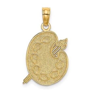 Engraved Textured Painters Pallet Charm 14k Gold K8320, MPN: K8320, 637218038497