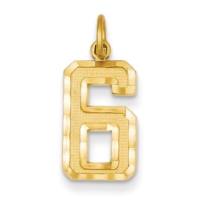 Casted Medium Diamond Cut Number 6 Charm 14k Gold MN06, MPN: MN06, 886774102979