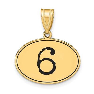 Number 6 Black Epoxy Oval Pendant 14k Gold Polished OEN06, MPN: OEN06, 196904082737
