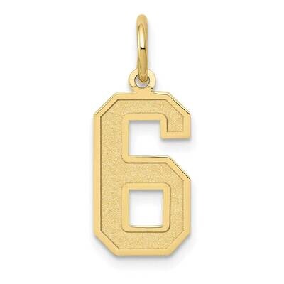 Satin Number 6 Charm 10k Gold Medium 10LSM06, MPN: 10LSM06,