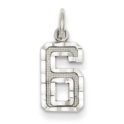 Casted Small Diamond Cut Number 6 Charm 14k White Gold WSN06, MPN: WSN06, 886774121345
