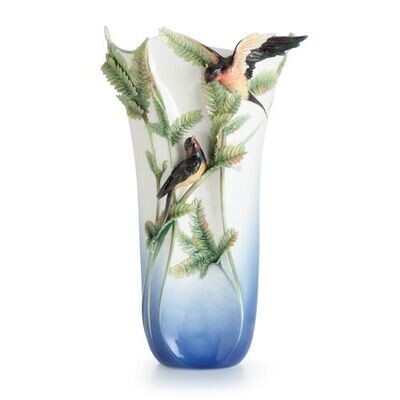 Franz Porcelain House Martin Bird Design Sculptured Porcelain Large Vase FZ01489, MPN: FZ01489,
