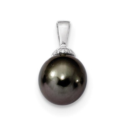 10-11mm Black Tahitian Cultured Pearl Pendant 14k white Gold XF460, MPN: XF460,