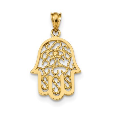 Filigree Hamsa Pendant 14k Gold Polished K6378, MPN: K6378, 883957156842