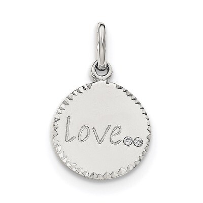 LOVE CZ Charm Sterling Silver Polished and Diamond-cut QC8539, MPN: QC8539, 191101364587
