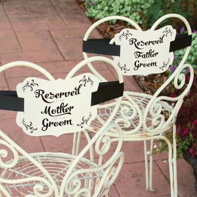 Set of 2 Ivory Shimmer Parents of Groom Reserved Chair Decorations GM17095