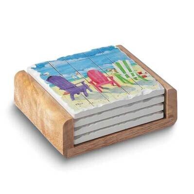 Three Beach Chairs Square Coaster Gift Set GM24387, MPN: GM24387, 608814152009
