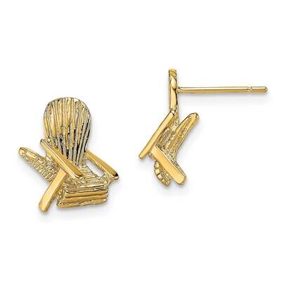 Beach Chair Post Earring 14k Gold 2-D TE739, MPN: TE739, 637218107322