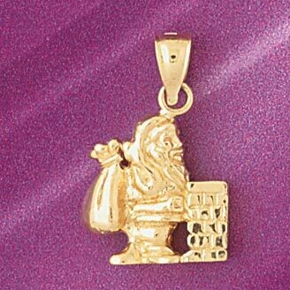 Dazzlers Jewelry Santa Clause 3D Pendant Necklace Charm Bracelet in Yellow, White or Rose Gold 5495…