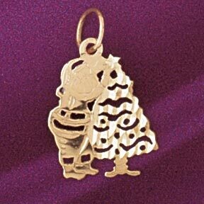 Dazzlers Jewelry Santa Clause Pendant Necklace Charm Bracelet in Yellow, White or Rose Gold 5568, M…