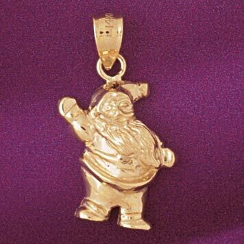 Dazzlers Jewelry Santa Clause Pendant Necklace Charm Bracelet in Yellow, White or Rose Gold 5567, M…