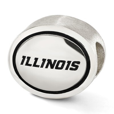 Antiqued University of Illinois Collegiate Bead Sterling Silver QRS2054