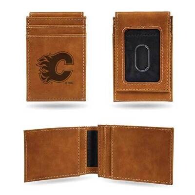 NHL Calgary Flames Brown Faux Leather Front Pocket Wallet GC7571, MPN: GC7571, 767345896209