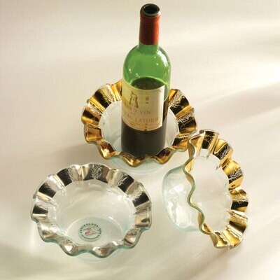 Annieglass Ruffle Platinum Wine Coaster 7 3/4 Inch, MPN: P185, UPC: